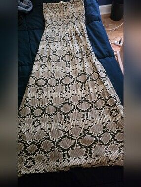 Threads 4 Thought Python Print Smocked Maxi in Beige & Black